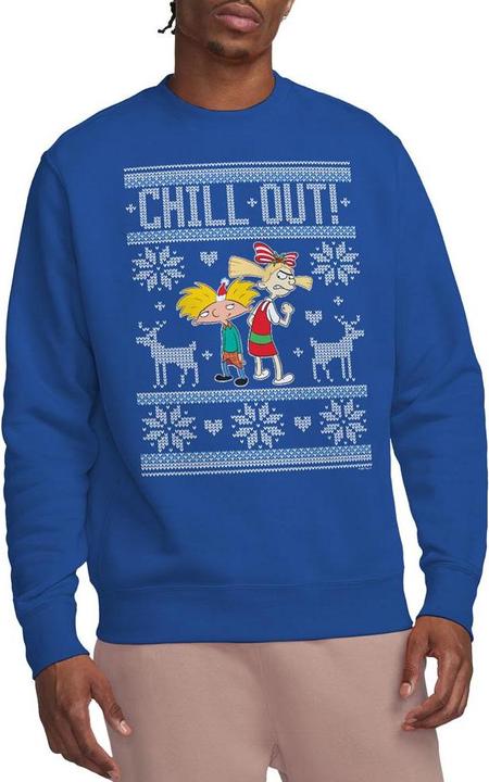 Actual product image Hey Arnold! Unisex Adult Chill Out Arnold & Helga Christmas Jumper Sweatshirt (XL)