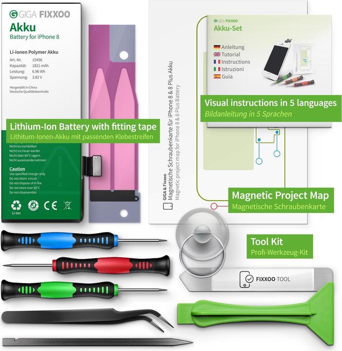 Produktbild Giga Fixxoo Reparaturset Akku iPhone 8