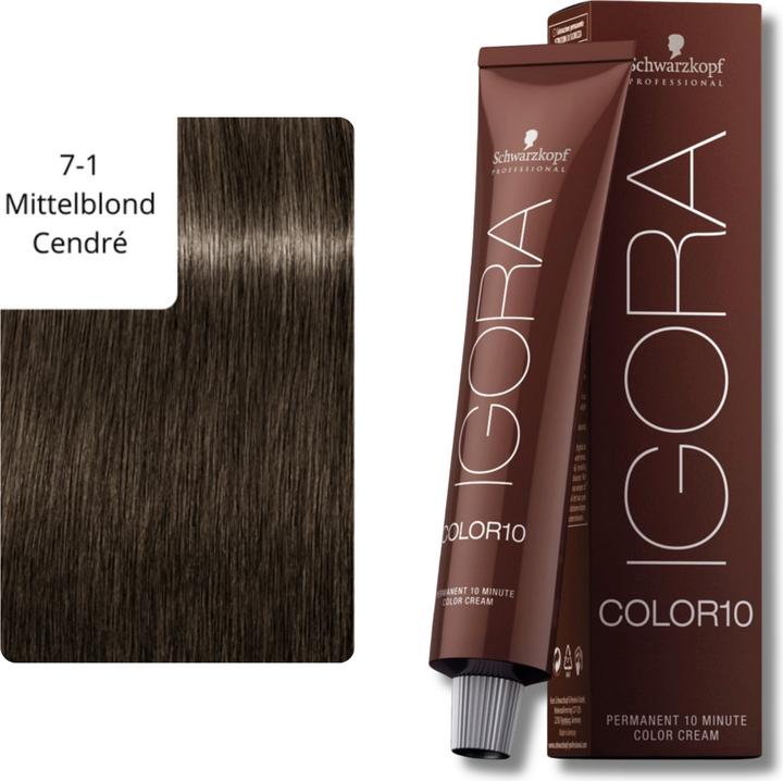Actual product image Schwarzkopf Professional Igora Color 10 - 7-1 Medium Blonde Cendré (7-1 Medium blonde Cendré)