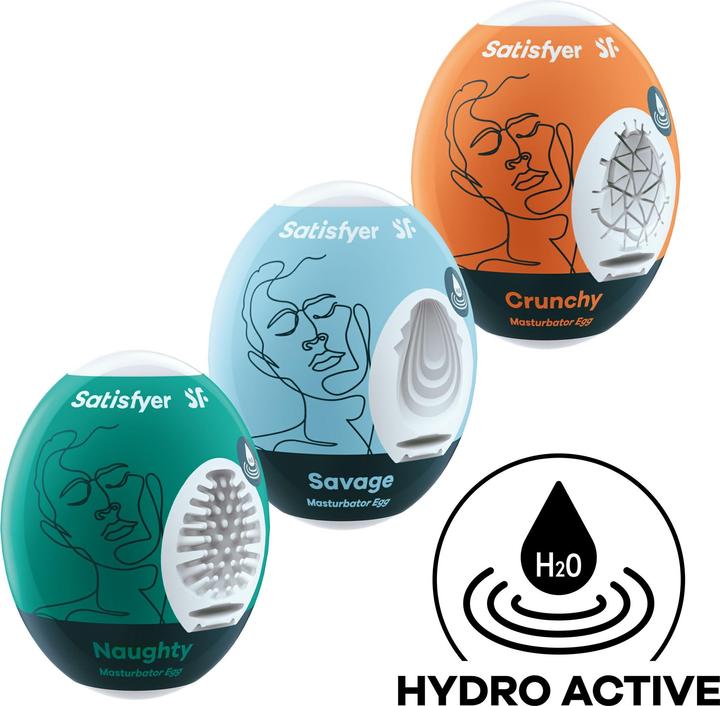 Actual product image Satisfyer Masturbator Egg Set - Naughty, Savage, Crunchy - 3 pcs