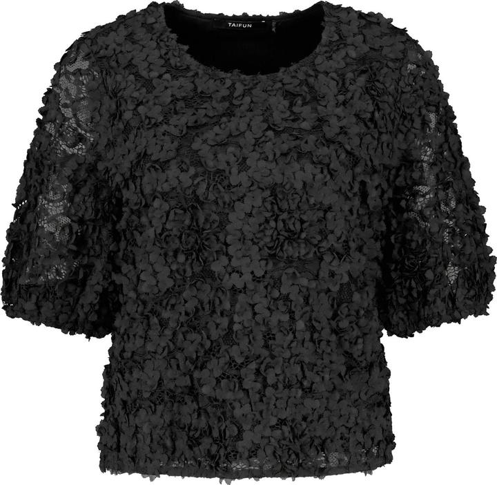 Produktbild Taifun Spitzenshirt mit Blüten-Dekor T-Shirt Kurzarm Rundhals (40)