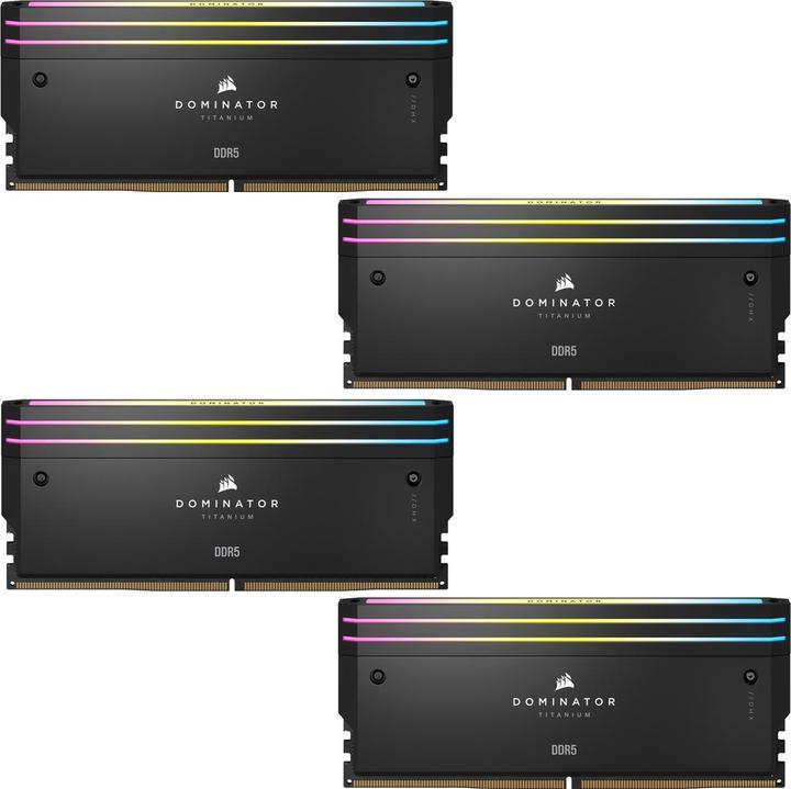 Immagine prodotto Corsair DDR5, 6000MT/s 64GB 4x16GB DIMM, Unbuffered, 36-36-36-76, Std PMIC, XMP 3.0, DOMINATOR TITANIUM Blac (4 x 16GB, 6000 MHz, RAM DDR5, DIMM)