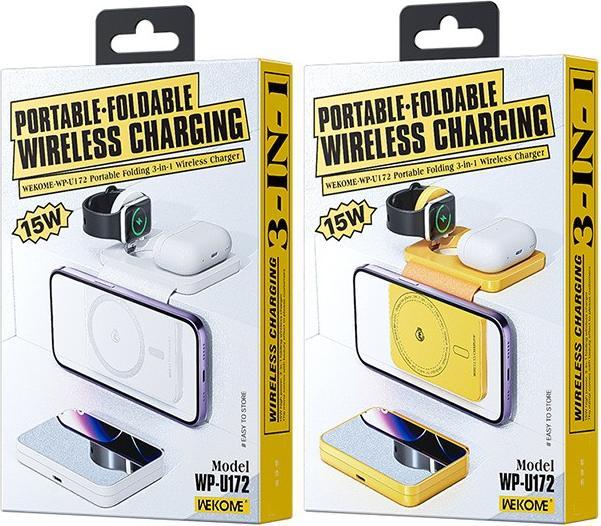 Image du produit Wekome Chargeur sans fil 3en1 avec MagSafe pour iPhone, Apple Watch et AirPods + miroir (jaune) (1 cm)
