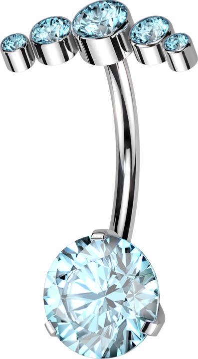 Produktbild Star Piercing Threadless Banane silber fünf Kristalle aqua und Kristall aqua gefasst (Titan G23, ohne Messing)