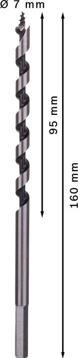 Actual product image Bosch Professional Zubehör PRO Wood Wood auger bit, 7 x 95 x 160 mm (5.6 mm)