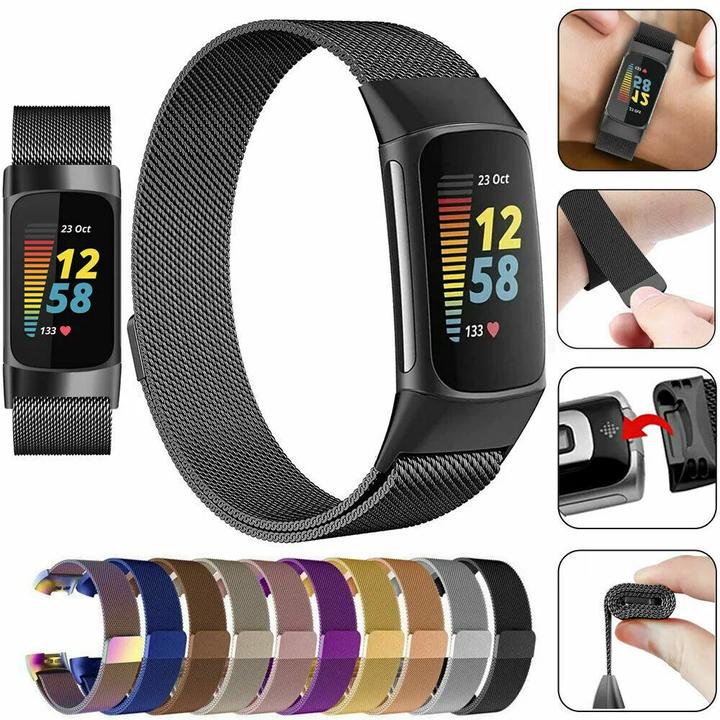 Actual product image PhoneLook Milanaise bracelet made of steel in (size S) (Aluminium, Fitbit Charge 5)