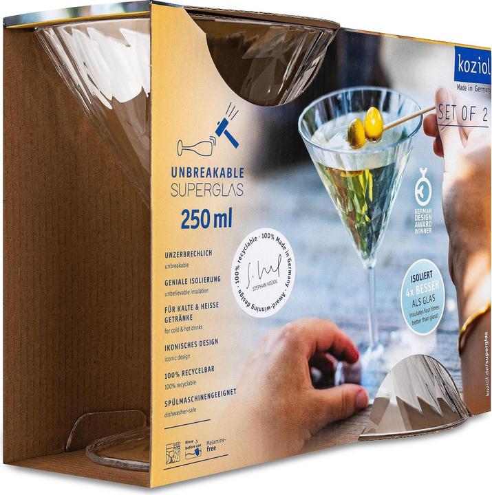 Actual product image Koziol Cocktail glass Superglas Club No. 12, 250 ml, 2 pieces (2.50 dl, 2 x, Martini glasses)