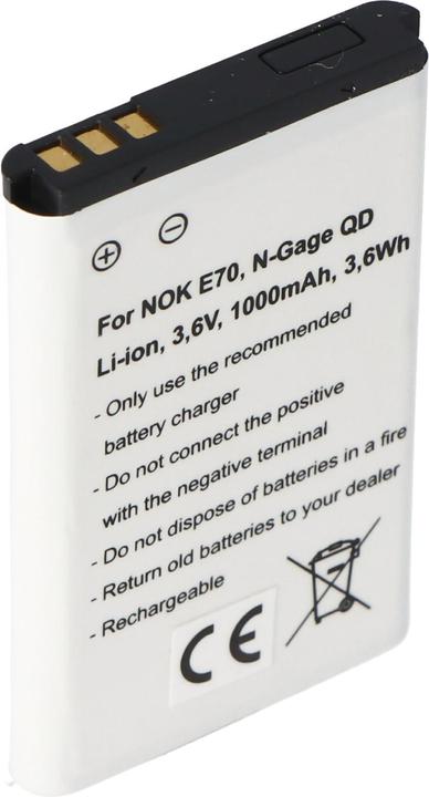 Produktbild AccuCell Akku Nokia E70, N-Gage QD, Nokia BL-6C