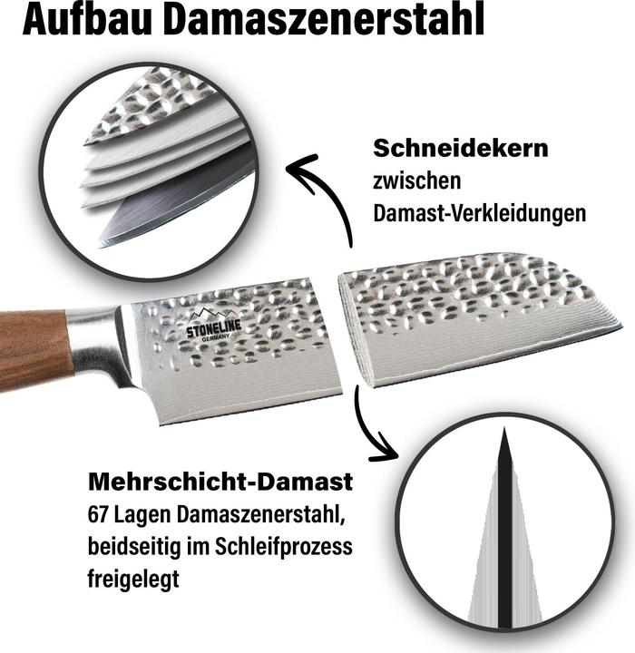 Actual product image Stoneline Hammerschlag Santoku knife 30.5 cm, Damascus steel (16.50 cm)