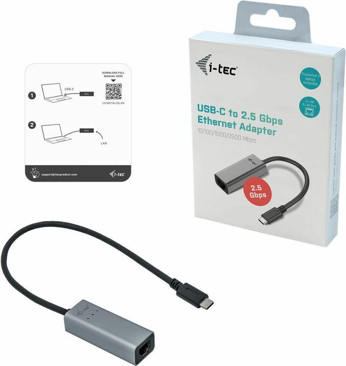 Productafbeelding i-tec USB-C Ethernet adapter (USB-C 3.1 Gen 1, RJ45 2.5 Gigabit Ethernet (1x))
