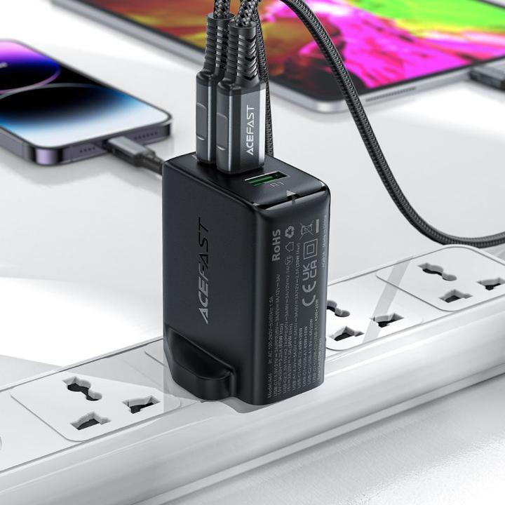 Actual product image Baseus Acefast GaN Fast Charger 2xUSB-C + 1xUSB-A 65W, UK (65 W)