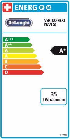 Energie-Label De'Longhi Vertuo Next + Aerochino 3 (NESPRESSO Vertuo)