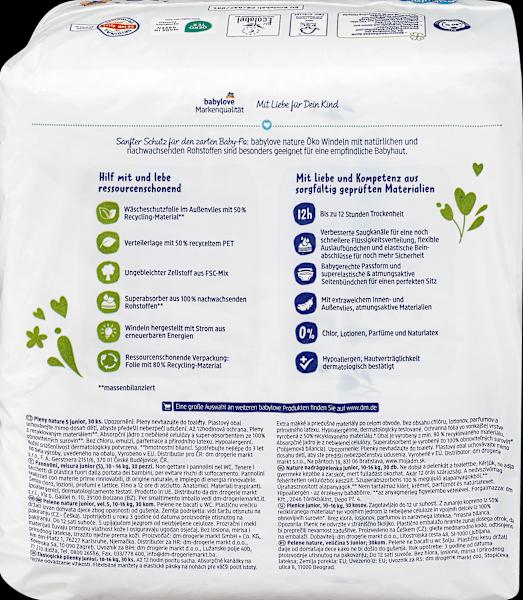 Nutritional values and ingredients dm babylove nature Windeln (Size 5, Pack, 30 Piece)