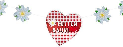 Produktbild Papstar Girlande "Hüttengaudi", rot / weiss aus Pappe, Länge: 1,6 m, Grösse der Herzen: 300 x 300 mm