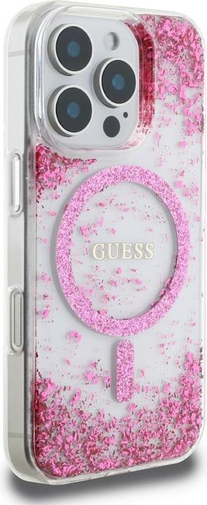 Actual product image Guess HC Resin Bottom Glitter MagSafe Case for iPhone 16 Pro Max - Pink (Apple iPhone 16 Pro Max)