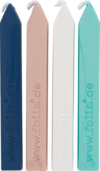 Produktbild Folia 31219 - Siegelwachs Style, 4 Siegelkerzen im Set, je 1 Siegelkerze in rose, mint, marine und w