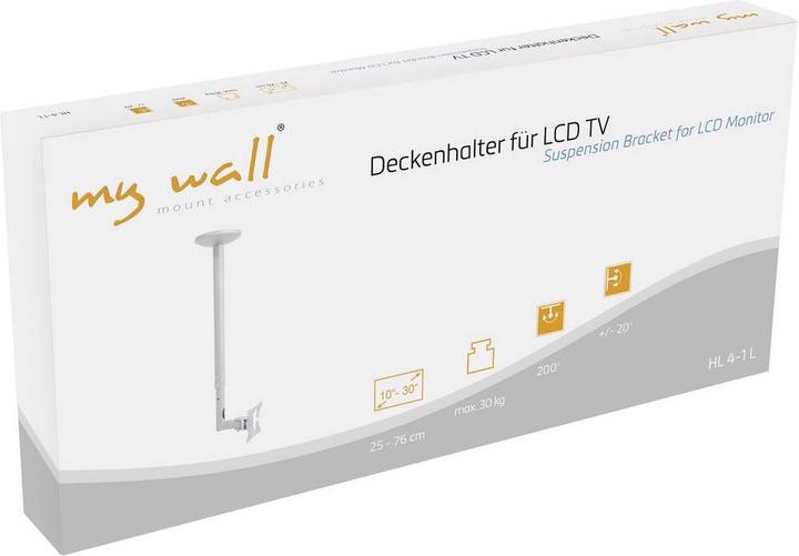 Image du produit myWall Support TV pour plafond L 25,4 cm (10) 76,2 (30) Inclinable+Pivotant (Plafond, 30")