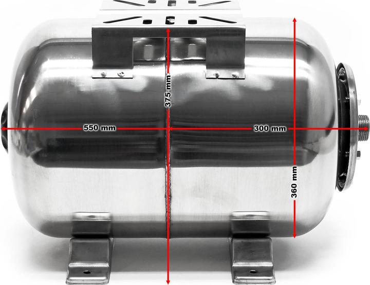 Image du produit Wiltec 50L INOX Réservoir pression à vessie pour la surpression domestique cuve ballon suppresseur pompe (Pompe à eau domestique)