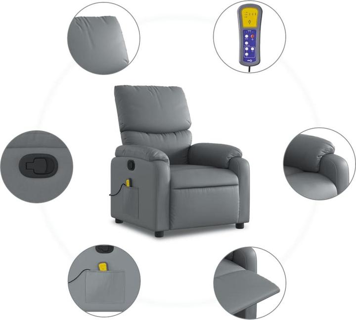 Immagine prodotto VidaXL Sedia da massaggio in similpelle grigia,Colore: Grigio, Materiale