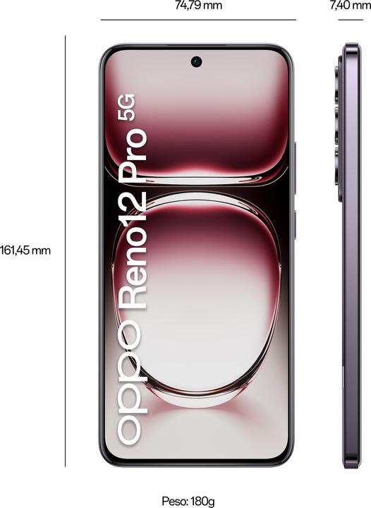 Produktbild OPPO Reno12 Pro (512 GB, Nebula Black, 6.70", Dual SIM, 50 Mpx, 5G)
