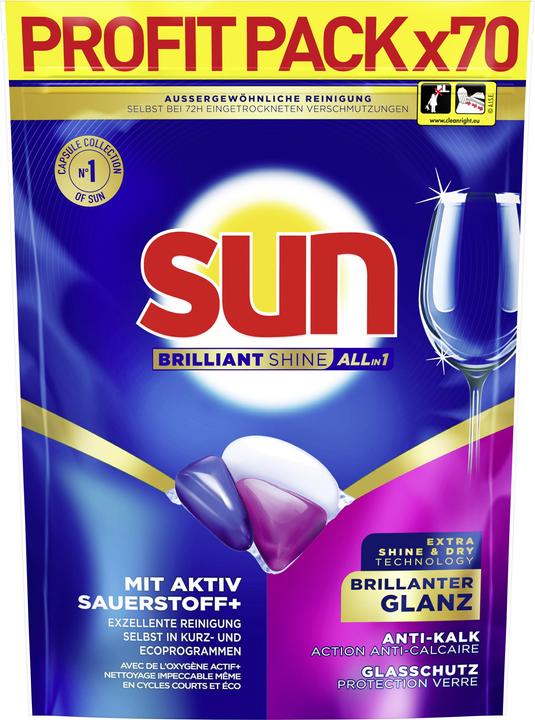 Produktbild Sun Maschinenspülmittel Brilliant Shine All-in-1 Caps 70 Stück (Fest)