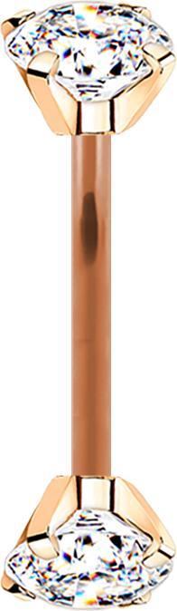 Immagine prodotto Star Piercing Micro banana in oro rosa con due cristalli incastonati in argento (senza ottone, Titanio G23)