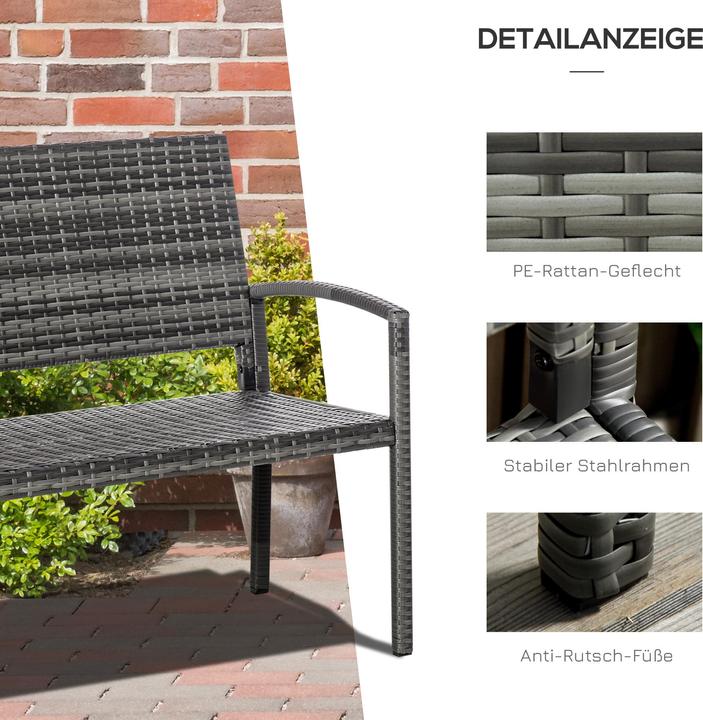 Produktbild Outsunny Gartenbank Rattanoptik mit Stahlrahmen