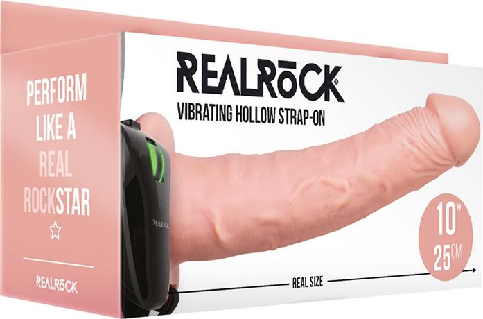 Produktbild RealRock Vibrating Hollow Strap-on No Balls - 10" / 24,5 cm