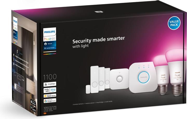 Actual product image Philips Hue Secure Sensors Bundle (1100 lm, E27)