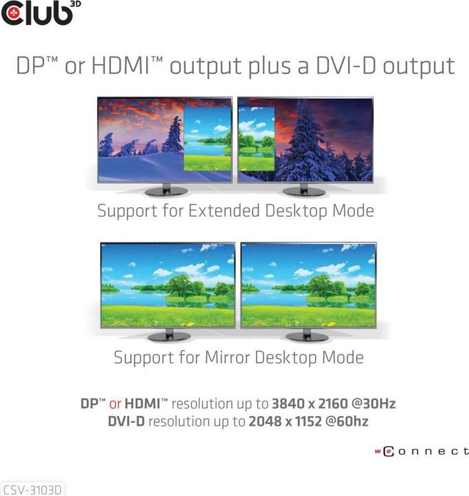 Produktbild Club 3D Csv-3103d (USB-B, 9 Ports)