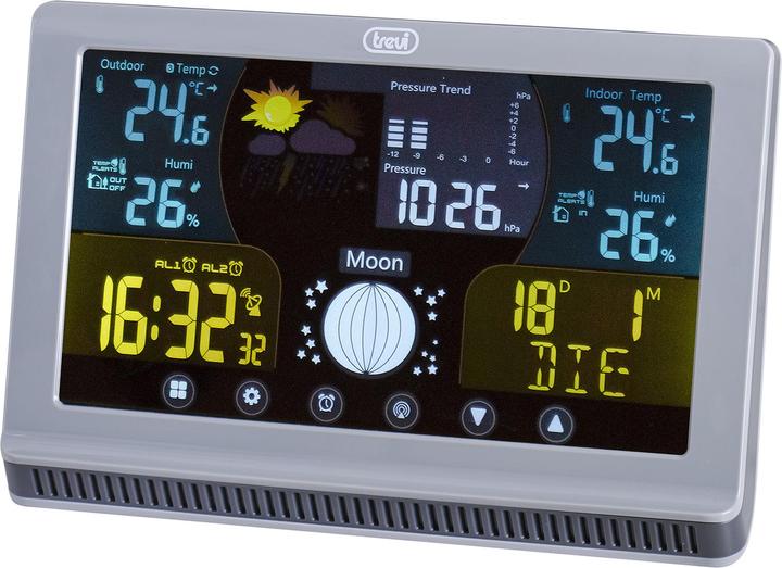 Immagine prodotto Trevi Stazione meteo con grande display a colori LCD, comandi touch, radiocontrollato 12/24, baromet