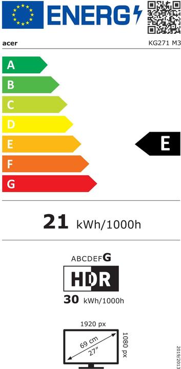 Energy Label Acer Nitro KG271M3bmiipx (1920 x 1080 pixels, 27")