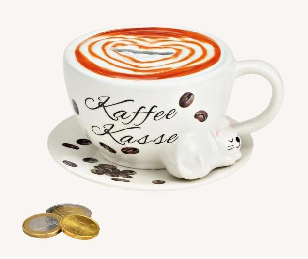Actual product image G. Wurm Ceramic coffee mug money box white (W/H/D) 14x8x13cm (14 x 8 x 13 cm)