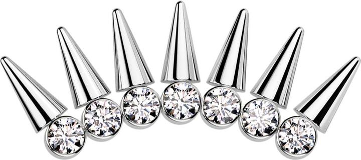 Star Piercing Threadless silber sieben Kristalle silber mit Cones (Titan G23, ohne Messing)