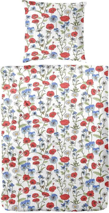 Produktbild Enrico Coss Baumwoll Seersucker Bettwäsche Dresden rot blau (Bettwäsche Set, 155x220 cm + 80x80 cm)