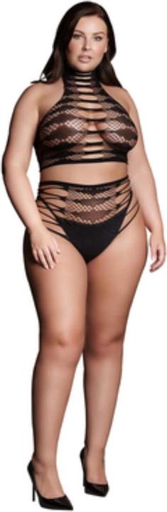 Le Désir Carpo XLVI - Tweedelig met coltrui, croptop en panty - Plus Size (Eén maat voor iedereen)