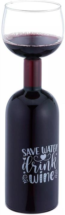 Immagine prodotto Relaxdays Bottiglia di vino (75 cl, 1 Occhiali, Bicchieri da vino rosso)