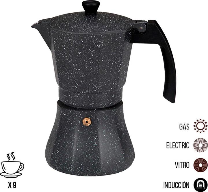Produktbild EDM Italienische Kaffeemaschine Schwarz Aluminium 9 Tassen Induktion (9 T.)