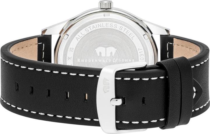 Actual product image Mens quartz watch vintage genuine leather black - 16418 (Chronograph, 42.90 mm)