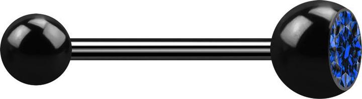 Produktbild Star Piercing Micro Barbell schwarz mit Kugel und Kugel Kristall dunkelblau (ohne Messing, Chirurgenstahl 316L)