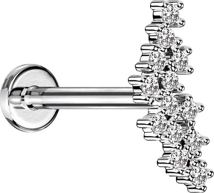 Immagine prodotto Star Piercing Micro Labret filo interno argento gruppo con cristalli argento (Ottone, Acciaio chirurgico 316L)