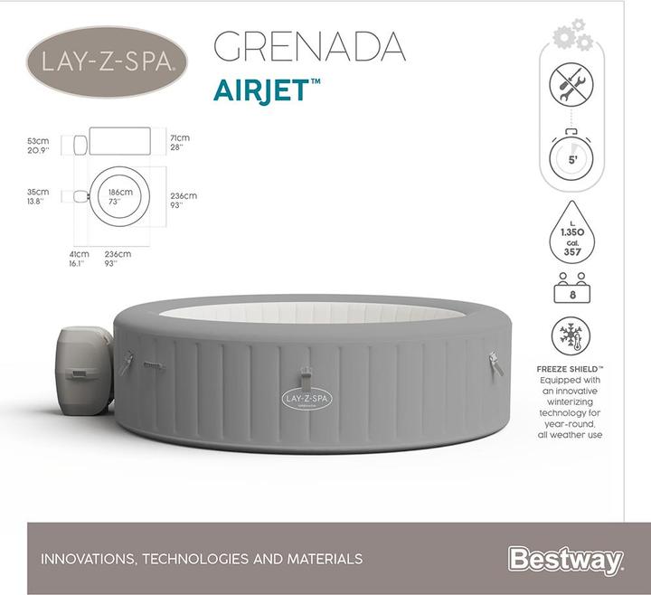 Produktbild Bestway Lay-Z-Spa Grenada 236x71cm Airjet (8 Pers.)
