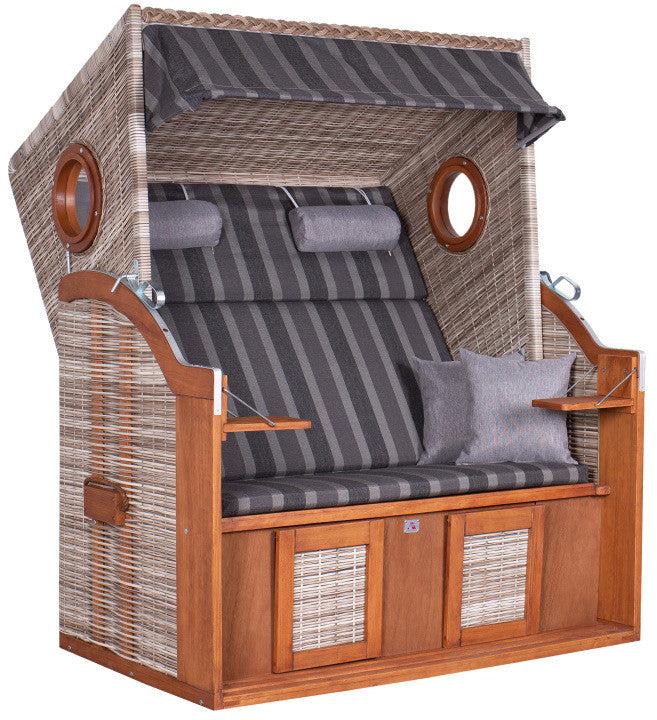 Actual product image dekoVries Strandkorb deVries PURE® Wave XL PE Pinienholz, seashell Des. 402