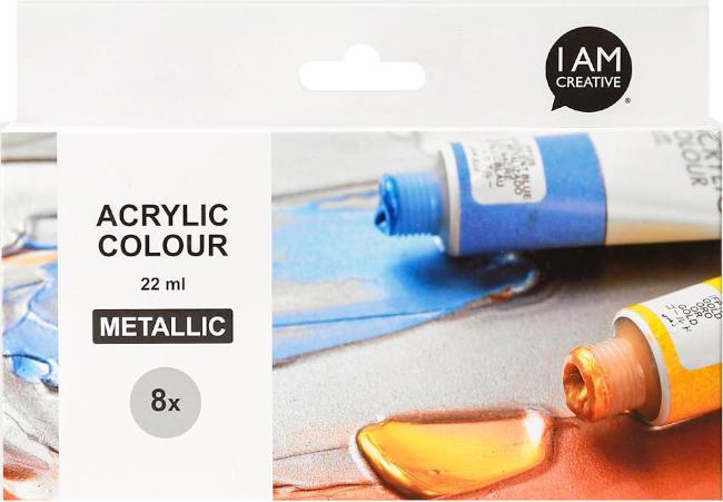 Immagine prodotto I Am Creative Set acrilico di base, colori acrilici a base d'acqua (Colorato, Metallico, 22 ml)