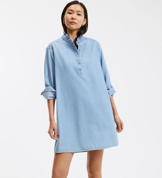 Produktbild La Redoute Collections Kurzes Jeanskleid mit Rüschenkragen (38)
