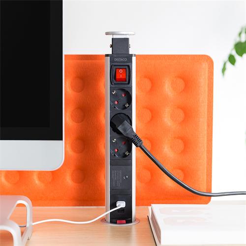 Actual product image Deltaco Pop-up socket strip (3 x, CEE 7/3)