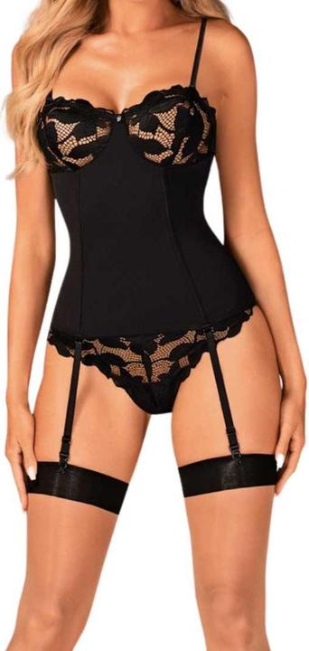 Actual product image Obsessive Corset with suspenders Editya- black (M/L)