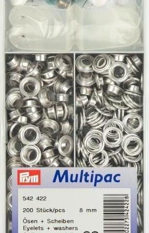 Immagine prodotto Prym Occhielli + dischi, argento 8 mm, confezione da 200 pezzi.