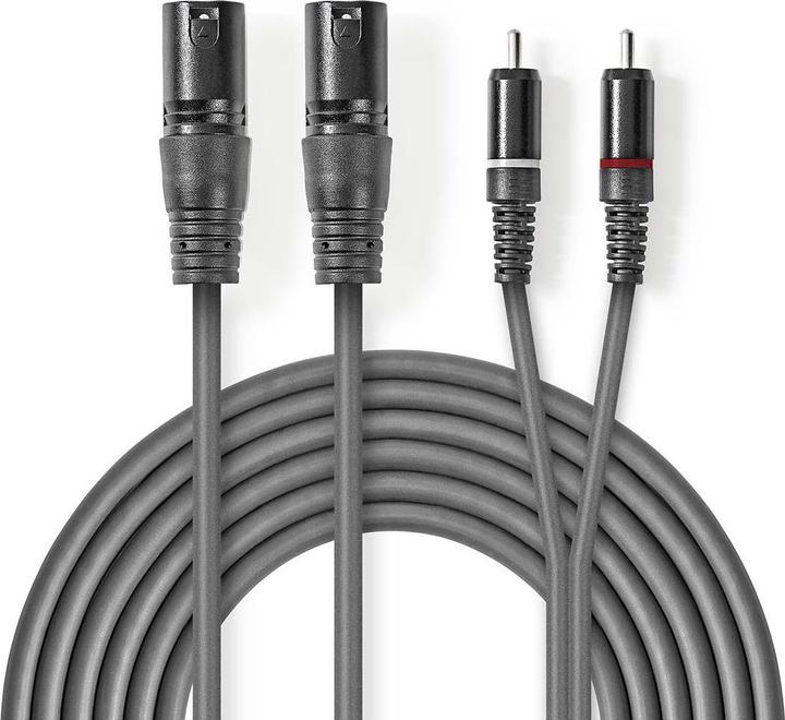 Immagine prodotto Nedis Cavo audio bilanciato | 2x XLR 3-pin maschio | 2x RCA maschio | Nichelato | 1,50 m | tondo | PV (1.50 m, XLR)