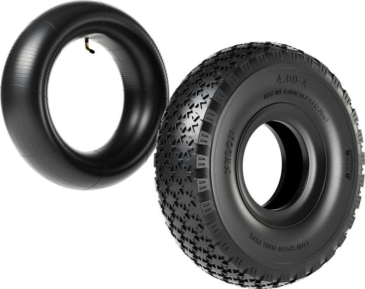 Actual product image Wiltec Tyre for lawn mower 11x4.00-4 4pr with innner tube and curved valve stem garden tractor (Lawn tractor, Garden machinery spare parts)